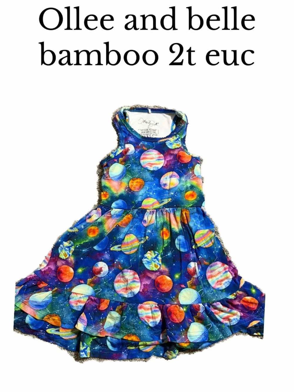 Ollee and belle 2t bamboo planet dress LEO RACERBACK BELLE